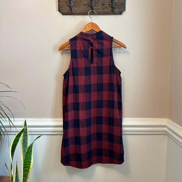 Altar'd State Navy Wine Buffalo Plaid Sleeveless A-Line Dress Womens Size Small - Picture 3 of 7